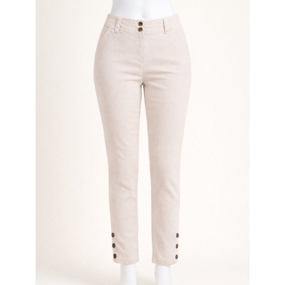 Charter Club Classic Fit Pants Cream w/White Pinstripe Size 6